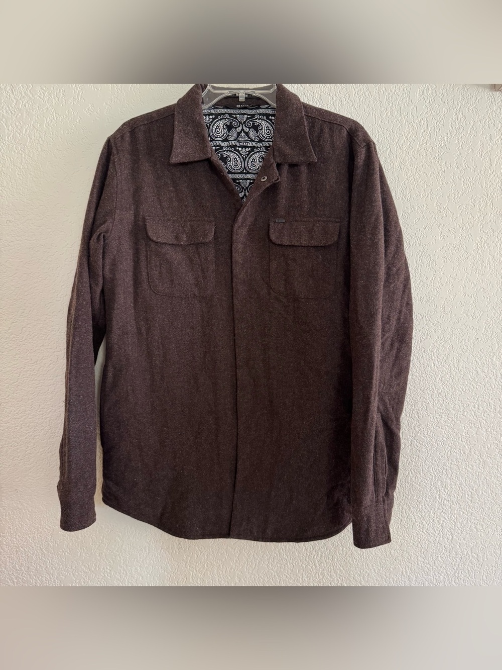 KR3W Chocolate Brown Wool Blend Jacket Minimalist Preppy Outdoor Outwear M